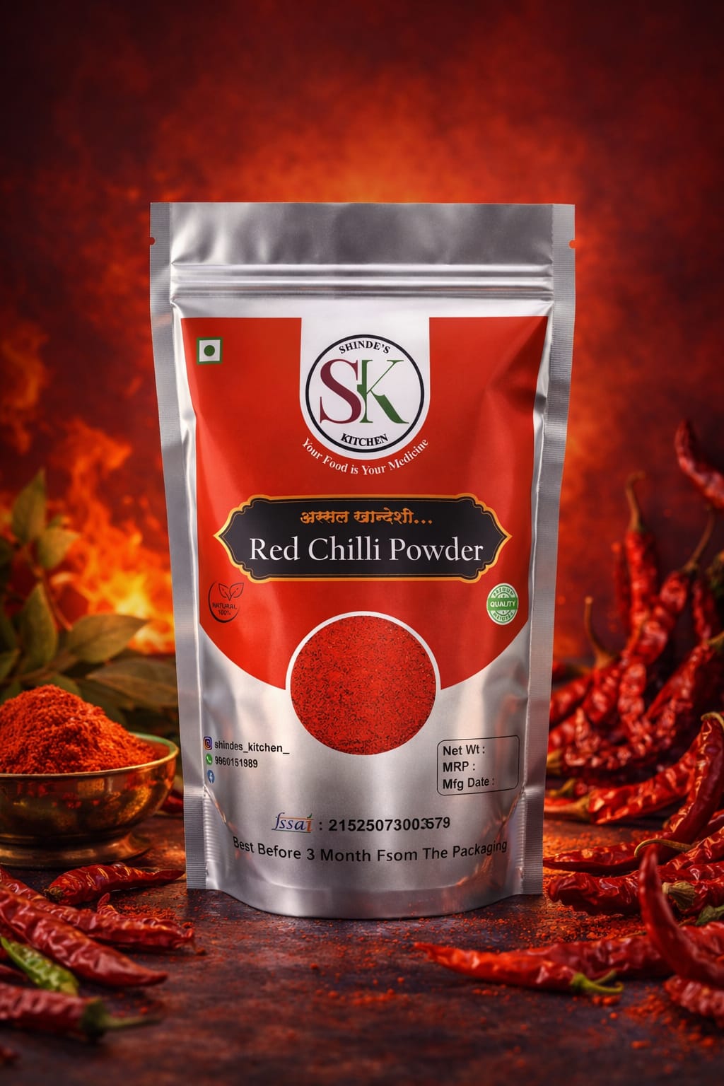Red Chilli Powder 200gm - Pure Indian Spice | Shinde's Kitchen"