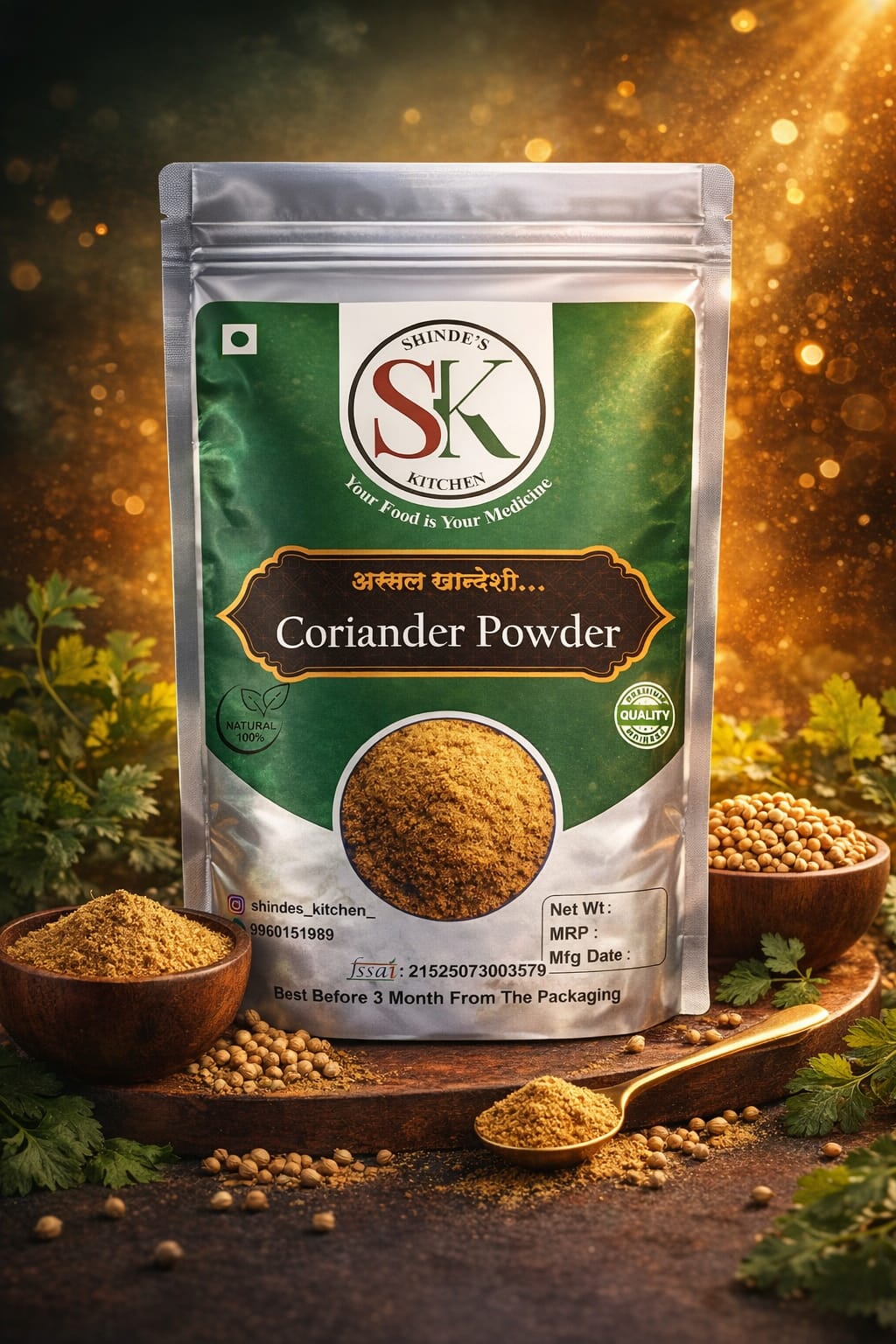 "Coriander Powder 200gm - Dhania Powder | Shinde's Kitchen"